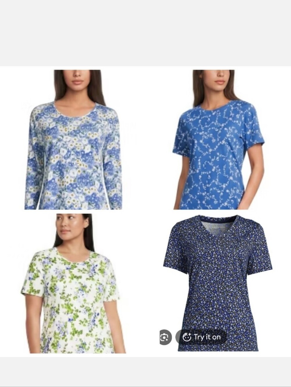 4 BUNDLE Lands End Supima Floral Women's Tops